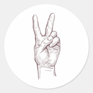 Sticker Rond SYMBOLE DE LA MAIN DE LA Victoire Femmes DE LA Pai