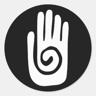 Sticker Rond symbole de la main Hopi guérir spirale paume améri