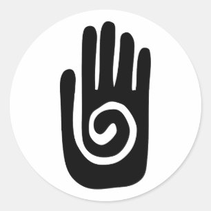 Sticker Rond symbole de la main Hopi guérir spirale paume améri
