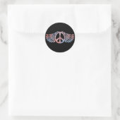 Sticker Rond Symbole de la paix ailée (Sac)