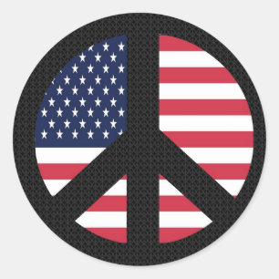 Sticker Rond SYMBOLE DE LA PAIX AVEC Drapeau AMÉRICAIN