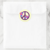 Sticker Rond Symbole de la Paix Fleurs T-shirts et cadeaux (Sac)