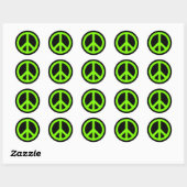 Sticker Rond Symbole de la Paix Noir et Chartreuse (Feuille)