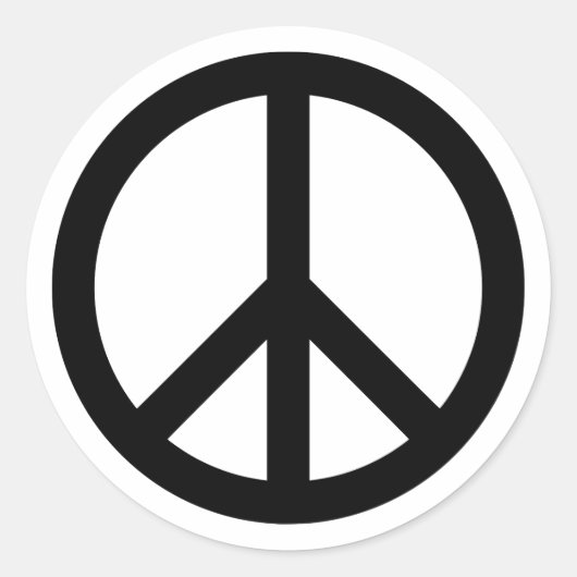 Sticker Rond Symbole de la paix noire (Devant)