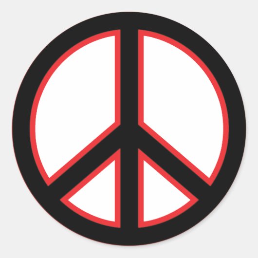 Sticker Rond Symbole de la Paix Rouge et Noir (Devant)