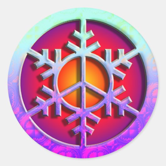 Sticker Rond SYMBOLE DE LA PAIX Snowflake (Devant)