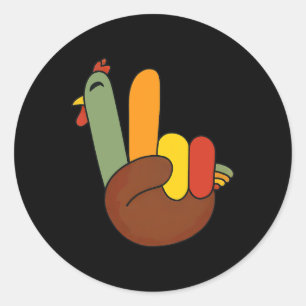Sticker Rond SYMBOLE DE LA Paix Turquie Mains Drôle Thanksgivin
