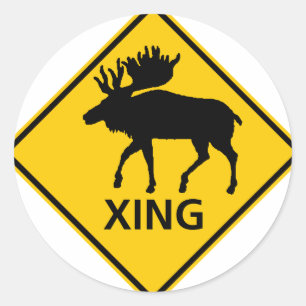 STICKER ROND SYMBOLE DE LA ROUTE DE MOOSE-PASSAGE