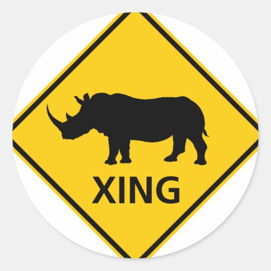 Sticker Rond SYMBOLE DE LA ROUTE DES PARCOURS DE Rhinoceros (Devant)