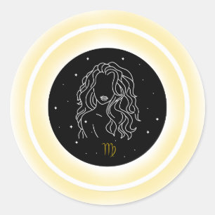 Sticker Rond Symbole de la Vierge – Emblème d'Astrologie Minima