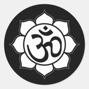 Sticker Rond Symbole de l'Aum de fleurs Lotus