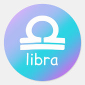 Sticker Rond Symbole de l'étoile d'astrologie bleu bleu de Libr (Devant)
