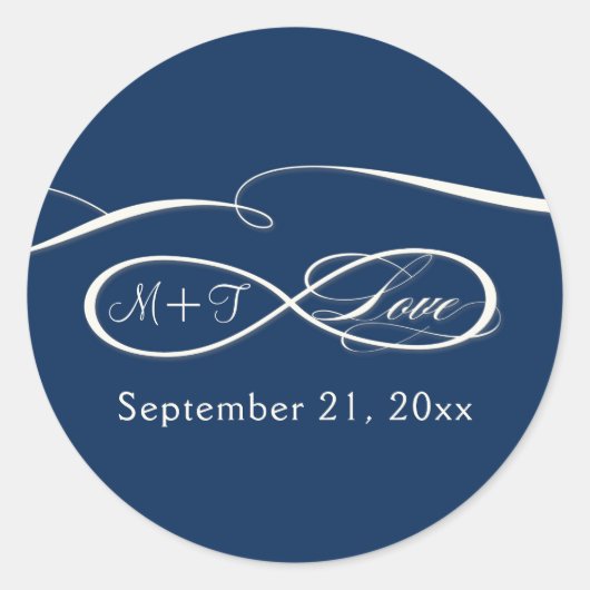 Sticker Rond Symbole de l'infini Script d'amour Marine Mariage (Devant)