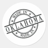 Sticker Rond Symbole de logo Fabriqué en Oklahoma Stamp Style N (Devant)