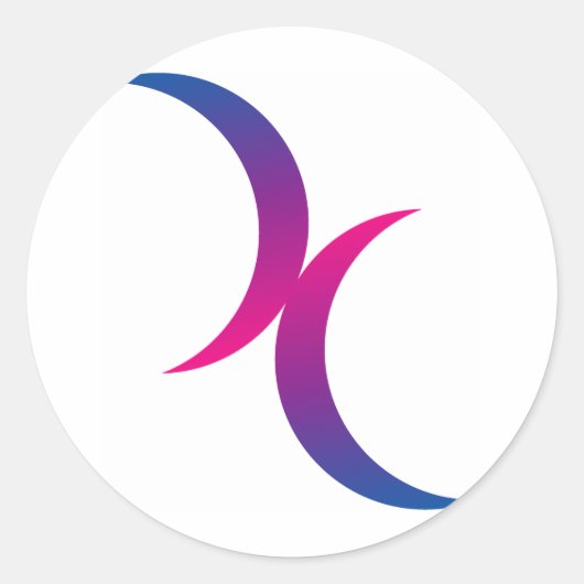 Sticker Rond Symbole de lune bisexuel (Devant)