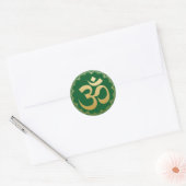Sticker Rond Symbole de méditation Om HIndu Yoga Faux Gold Gree (Enveloppe)