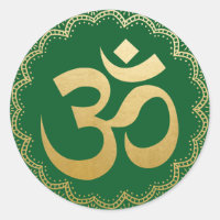 Symbole de méditation Om HIndu Yoga Faux Gold Gree