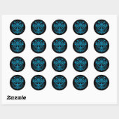 STICKER ROND SYMBOLE DE MONKEY, DESIGN BLEU GRAPHIQUE, STYLE MA (Feuille)