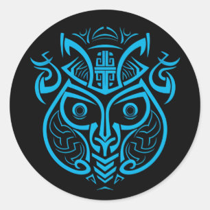 STICKER ROND SYMBOLE DE MONKEY, DESIGN BLEU GRAPHIQUE, STYLE MA