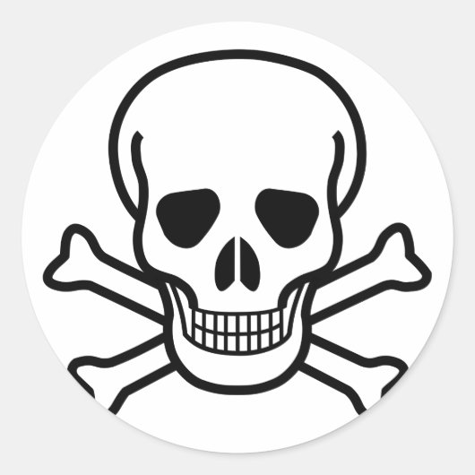 Sticker Rond Symbole de mort crâne et os croisés (Devant)