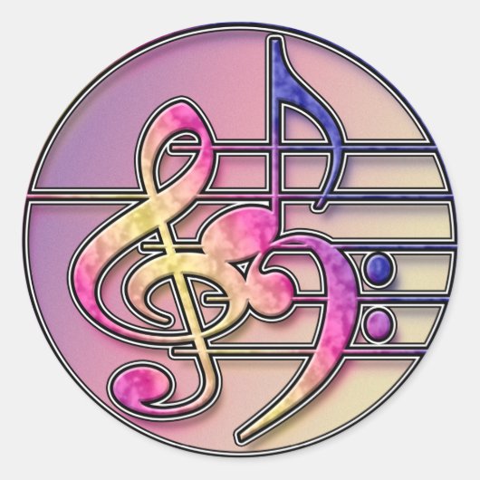 Sticker Rond Symbole de musique (Devant)