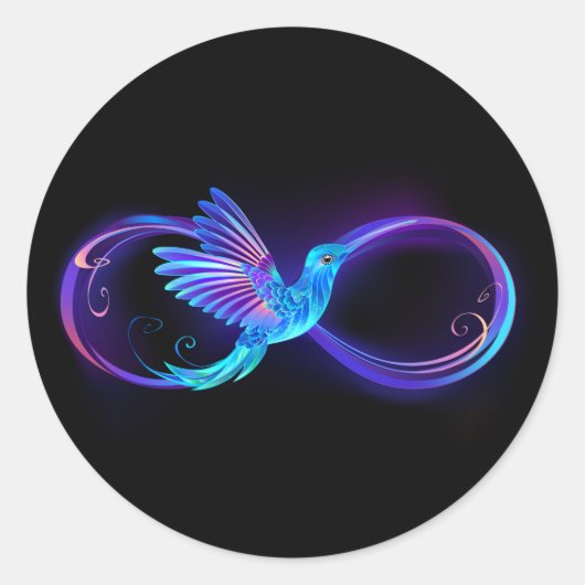 Sticker Rond Symbole de Neon Infinity par Glowing Hummingbird (Devant)