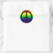 Sticker Rond Symbole de paix arc-en-ciel (Sac)