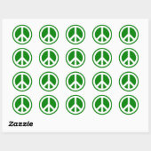 Sticker Rond Symbole de paix blanc et vert (Feuille)