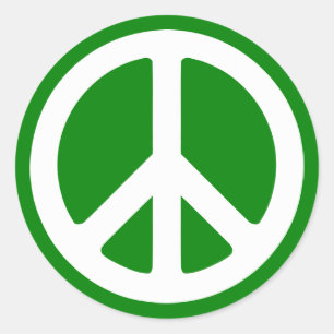 Sticker Rond Symbole de paix blanc et vert