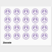 Sticker Rond Symbole de paix blanc et violet pâle (Feuille)