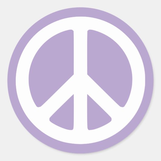 Sticker Rond Symbole de paix blanc et violet pâle (Devant)