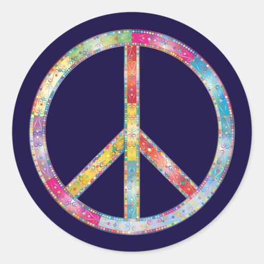 Sticker Rond SYMBOLE DE PAIX Coloré (Devant)