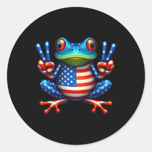 Sticker Rond Symbole de paix de grenouille 4 juillet grenouille