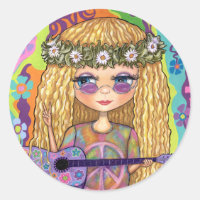 Symbole de Paix de Guitare violette Chick Hippie C