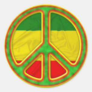 Sticker Rond Symbole de paix de Rasta