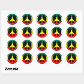 Sticker Rond Symbole de paix de Rasta (Feuille)