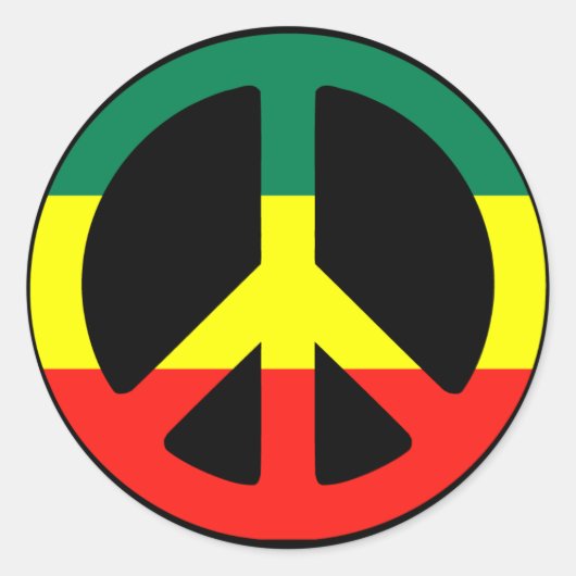 Sticker Rond Symbole de paix de Rasta (Devant)
