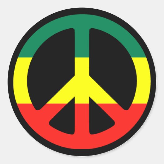 Sticker Rond Symbole de paix de Rasta (Devant)