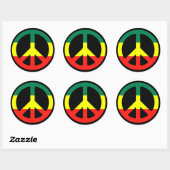 Sticker Rond Symbole de paix de Rasta (Feuille)