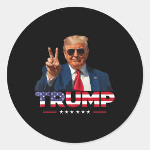 Sticker Rond SYMBOLE DE PAIX DE Trump MAIN Drapeau américain Tr
