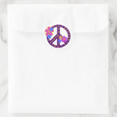 Sticker Rond Symbole de paix des fleurs (Sac)