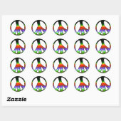 Sticker Rond Symbole de paix en Parties scintillant arc-en-ciel (Feuille)