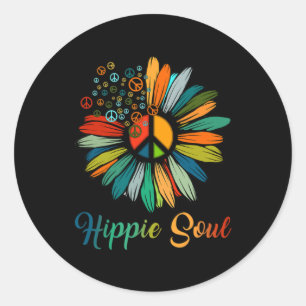 Sticker Rond SYMBOLE DE PAIX ESSENTIEL Hippie Tournesol Hippie