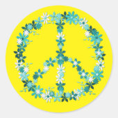 Sticker Rond Symbole de paix fleurie puissance classique rond c (Devant)