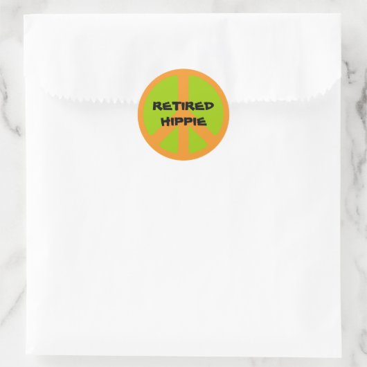 Sticker Rond Symbole de paix, Hippie retraitée, (Sac)