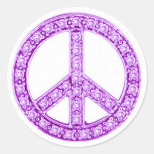 Sticker Rond Symbole de paix Joyaux pourpres