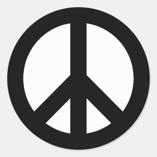 Sticker Rond Symbole de paix noir et blanc (Devant)