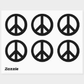 Sticker Rond Symbole de paix noir et blanc (Feuille)