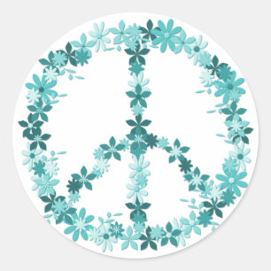 Sticker Rond Symbole de paix, puissance des fleurs