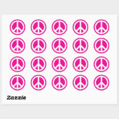 Sticker Rond Symbole de paix rose et blanc profond (Feuille)